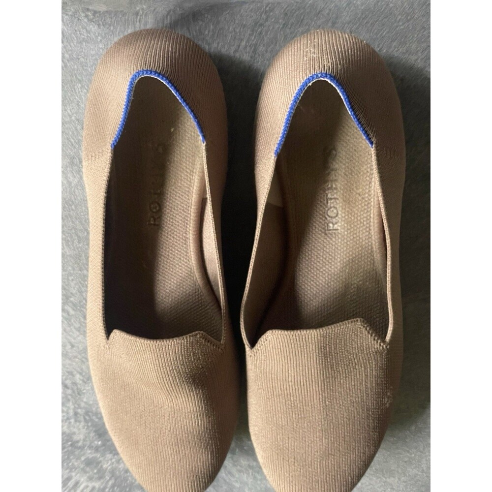 Rothy’s The Flat Ecru Tan Knit Round Toe Ballet Flats Tortoise Sole Women’s 10